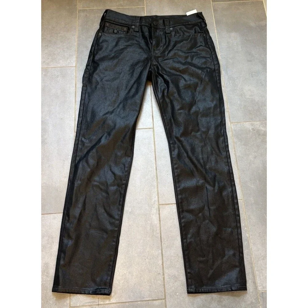 True Religion Men's Geno Coated Relaxed Slim Jeans 33X33